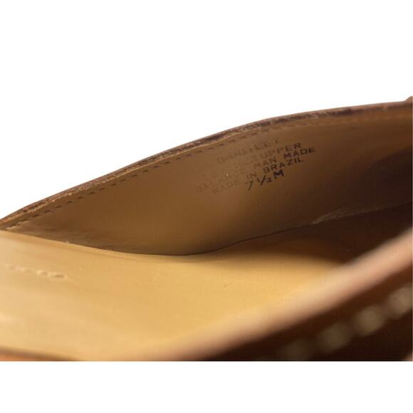 Vintage Danielle Brown Jackie Kennedy Bohemian Leather Square Pilgrim Pumps - Picture 2 of 7